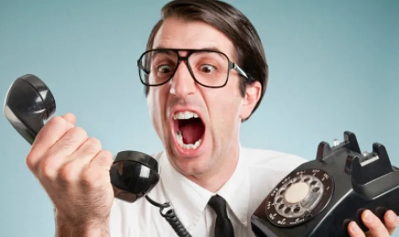 Illustration of a person frustrated on the phone to a call centre
